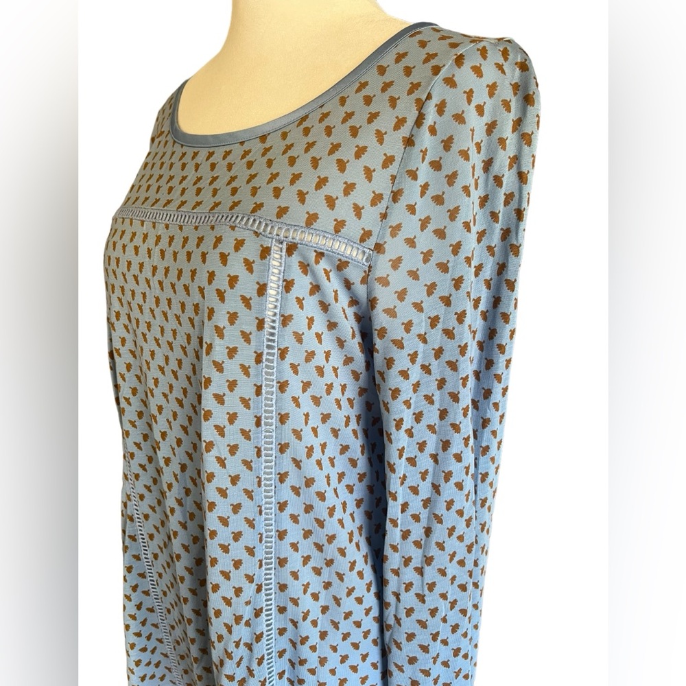 BODEN Blue & Brown “Claudia” Ladder Stitch Floral Print Top Blouse Size 4 - Picture 2 of 9